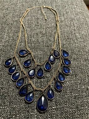 2/$25 Women’s Statement Necklaces Old Navy Gold-Tone Sapphire-Blue Teardrops
